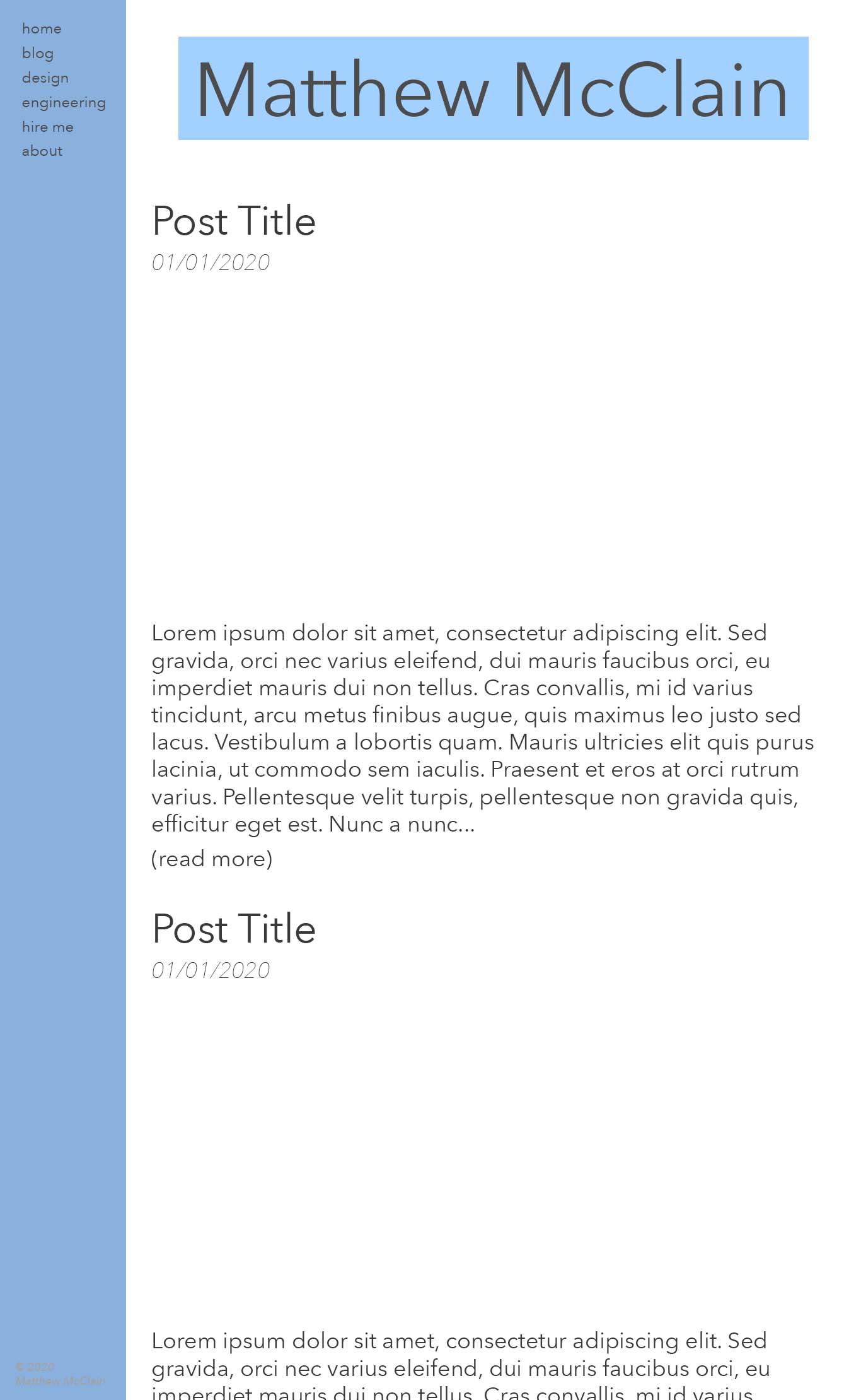 Draft 1 of the site's page layout